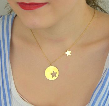 Stylowy naszyjnik srebrny pozłacany z motywem kółka i gwiazdki od Dall’Acqua. Modna biżuteria premium z kolekcji BOHO ROMANCE. Sprawdź w autoryzowanym sklepie! (5).JPG